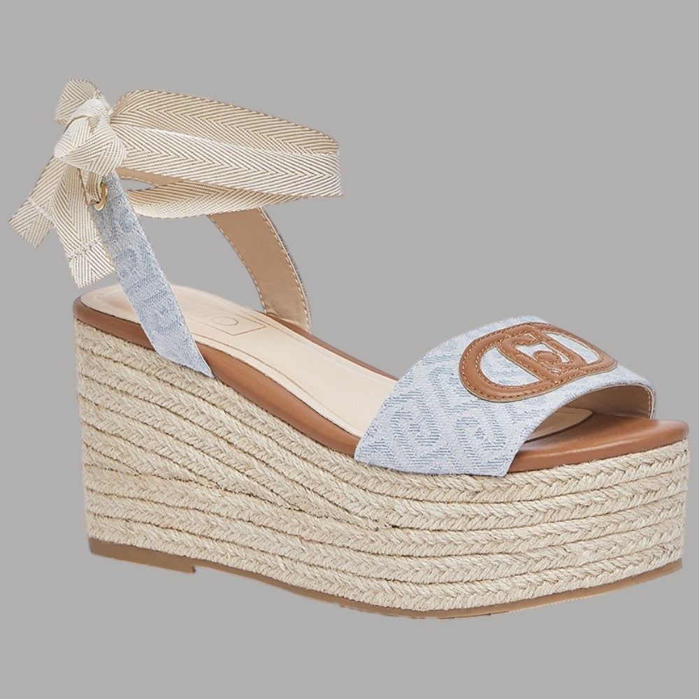 Sandali Zeppa Denim Jacquard Liu Jo con Lacci e Corda Intrecciata - Prodotti di Classe