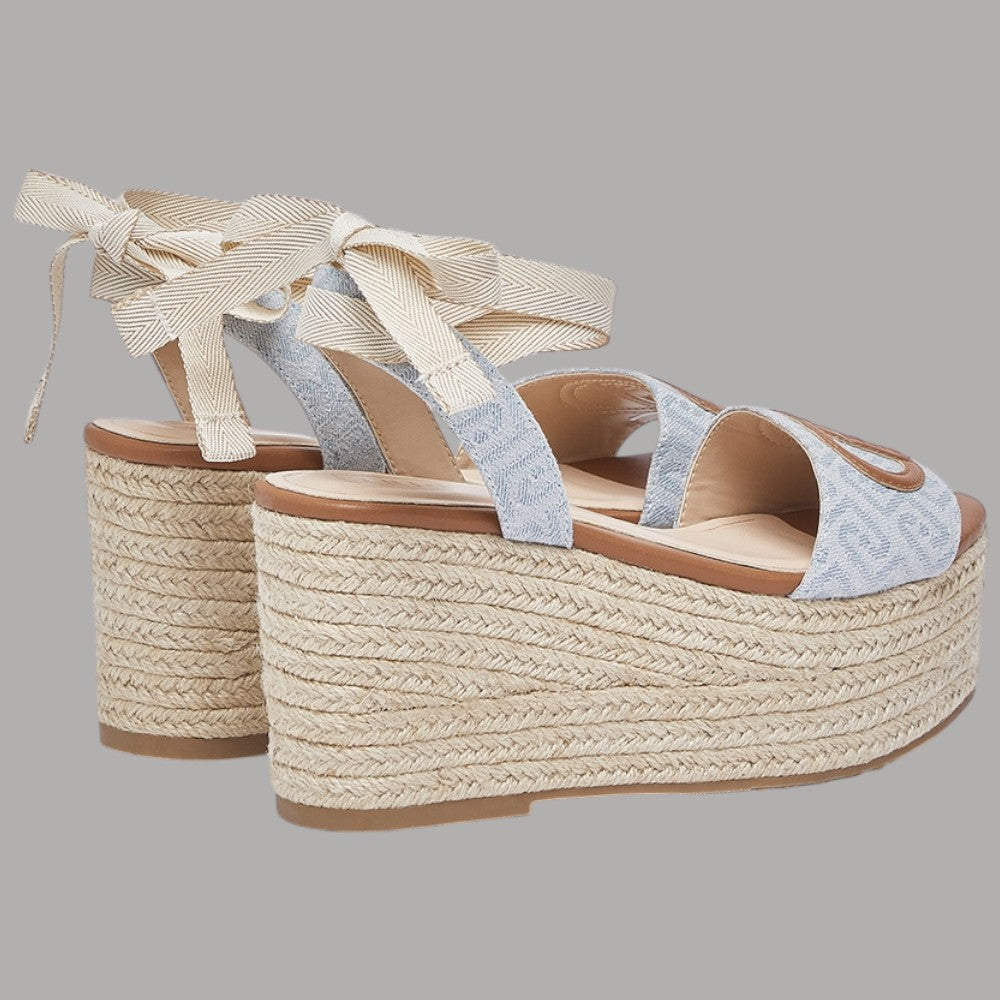 Sandali Zeppa Denim Jacquard Liu Jo con Lacci e Corda Intrecciata - Prodotti di Classe