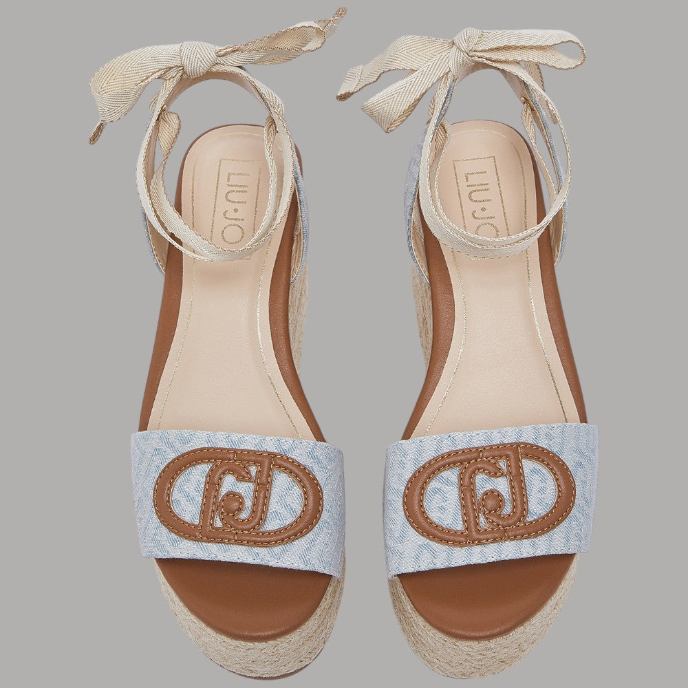Sandali Zeppa Denim Jacquard Liu Jo con Lacci e Corda Intrecciata - Prodotti di Classe