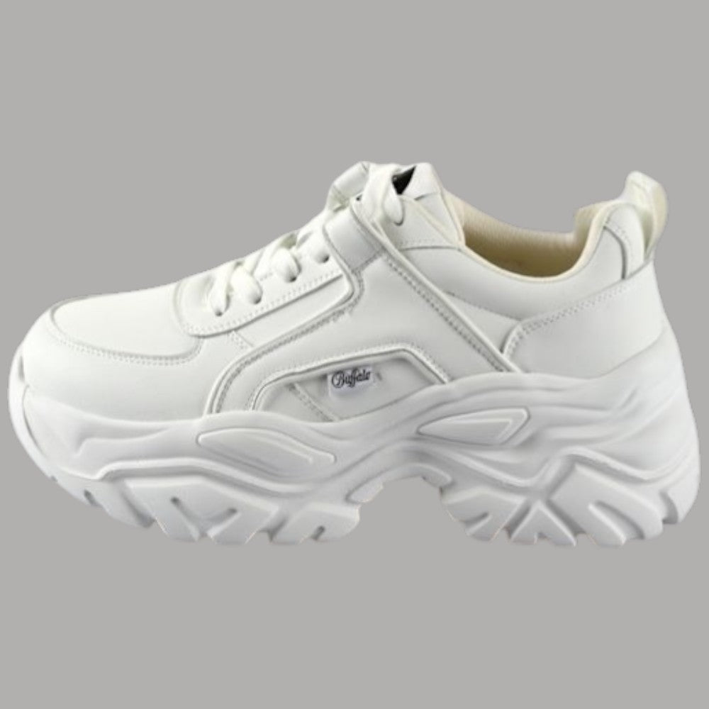 Buffalo Echo Chunky Sneaker Donna - Bianco E Rosa, Effetto Nappa Vegana, Suola Platform Memory Foam