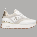 Sneaker Liu Jo bianche con dettagli beige, logo CD e suola marrone