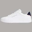 Sneakers Tommy Hilfiger bianche in pelle con lacci e logo sul lato