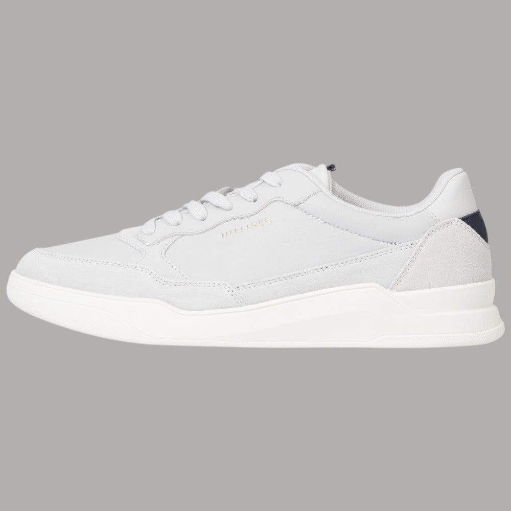 Scarpa uomo Tommy Hilfiger in pelle grigio chiaro, suola cupsole bianca