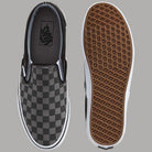 Scarpe Vans slip-on a scacchi grigio e nero, suola waffle in vista