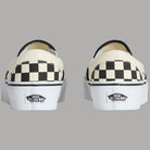 Scarpe Vans slip-on posteriori checkerboard con logo sul tallone e suola platform