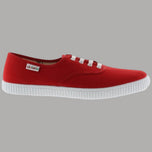 Scarpa da donna in tela rossa con lacci e suola bianca