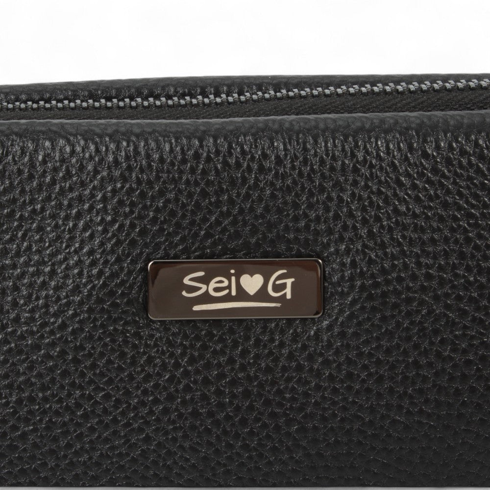 Sei G pochette nera da uomo con lucchetto ID Borselli SEI G