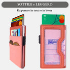 Sei G portacarte in alluminio rosa con tasca elastica Portafogli SEI G