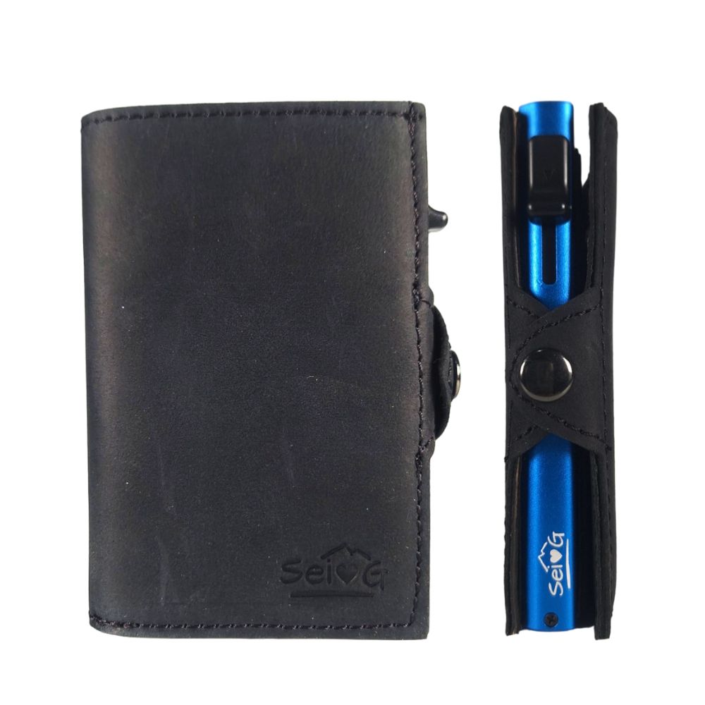 Sei G portacarte safe magnetic royal con custodia in pelle nera Portafogli SEI G