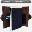 Sei G portacarte safe magnetic silver con custodia in pelle marrone Portafogli SEI G