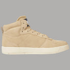 Sneakers alte in pelle scamosciata beige con tomaia trapuntata e lacci