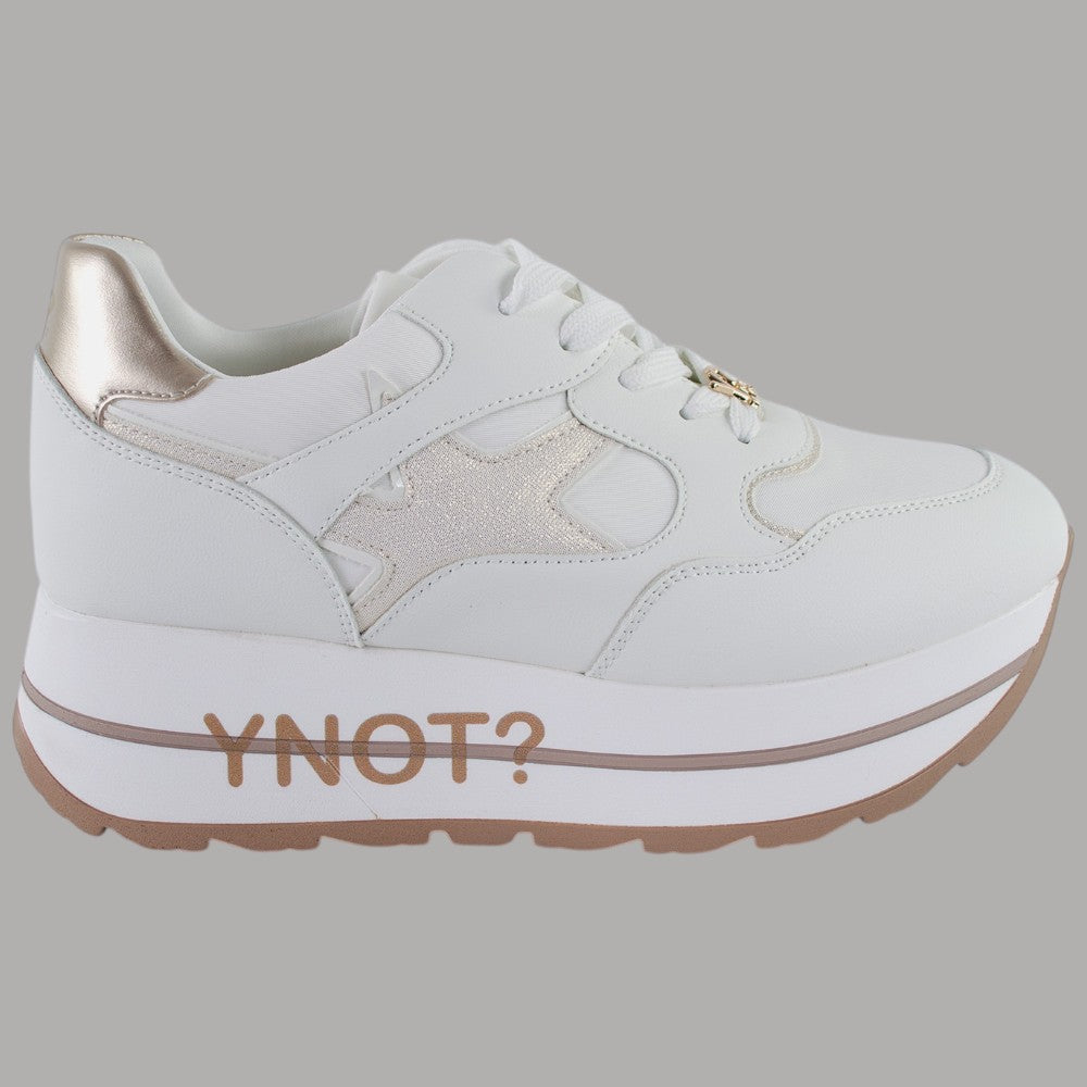 Sneakers Platform YNot Bianca Oro Glitter STELLA - Prodotti di Classe