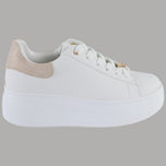 Sneakers platform YNot Bianche con pannello sand e dettagli glitter oro