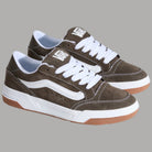 Sneaker Vans Hylane in camoscio marrone, lacci bianchi e suola waffle arancione