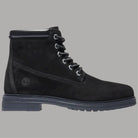 Stivaletto donna nero in nabuk impermeabile, stringhe e collo imbottito