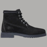 Stivaletto donna nero in nabuk impermeabile, stringhe e collo imbottito