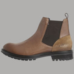 Stivaletto Chelsea in pelle marrone con tomaia elastica e suola spessa