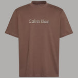 T-shirt Calvin Klein in cotone marrone, maniche corte e logo rilievo frontale