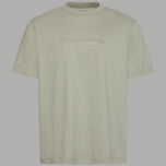 T-shirt Calvin Klein in cotone salvia, logo rilievo frontale