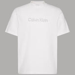 T-shirt Calvin Klein in cotone bianco, logo rilievo frontale sul petto