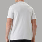 T-shirt bianca girocollo, taglio regolare, vista posteriore pulita