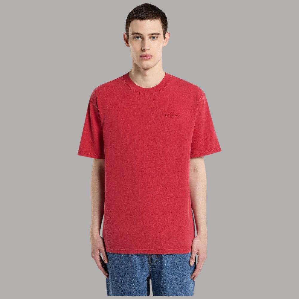T-shirt cotone regular fit rosso con logo piccolo sul petto