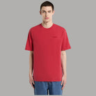 T-shirt cotone regular fit rosso con logo piccolo sul petto