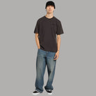 T-shirt cotone regular fit marrone scuro con logo sul petto