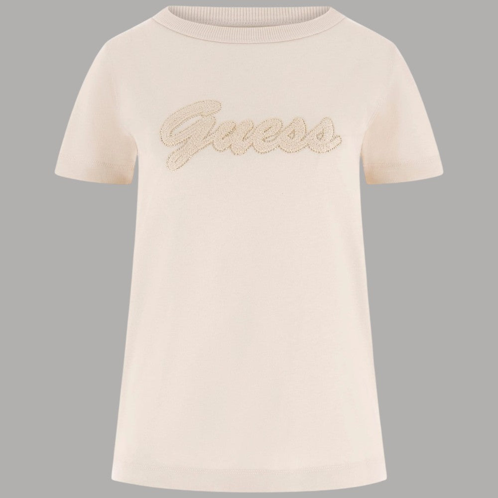 T-shirt Guess in Cotone Boxy con Logo 3D Ricamato - Prodotti di Classe
