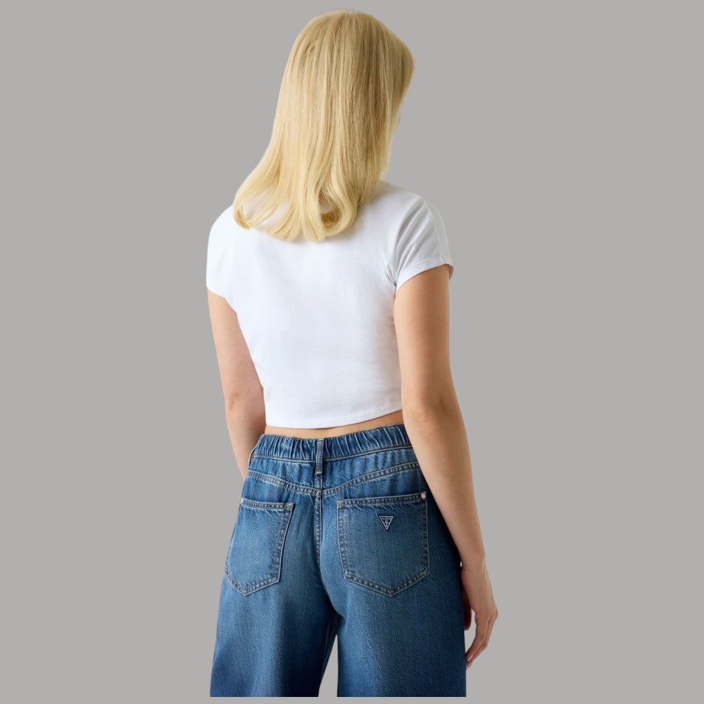 T-shirt Guess Cotone Donna Logo Paillettes Maniche Corte - Prodotti di Classe