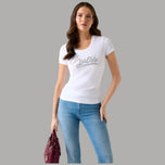 T-shirt Guess Logo Strass Cotone Slim Fit - Prodotti di Classe