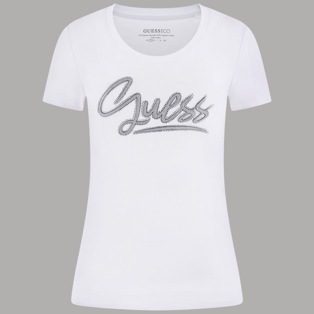 T-shirt Guess Logo Strass Cotone Slim Fit - Prodotti di Classe