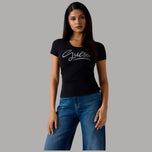 T-shirt Guess Logo Strass Cotone Slim Fit - Prodotti di Classe