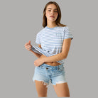 T-shirt Guess GJ Donna a Righe Cotone, Scollo Rotondo Logo - Prodotti di Classe