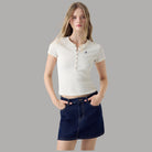 T-shirt Guess GJ Serafino Cropped Quadretti con Bottoni e Logo - Prodotti di Classe