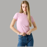 T-shirt rosa slim in cotone organico con logo GUESS JEANS