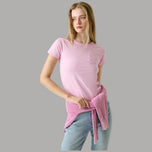 T-shirt Guess rosa slim in cotone con taschino sul petto e maniche corte