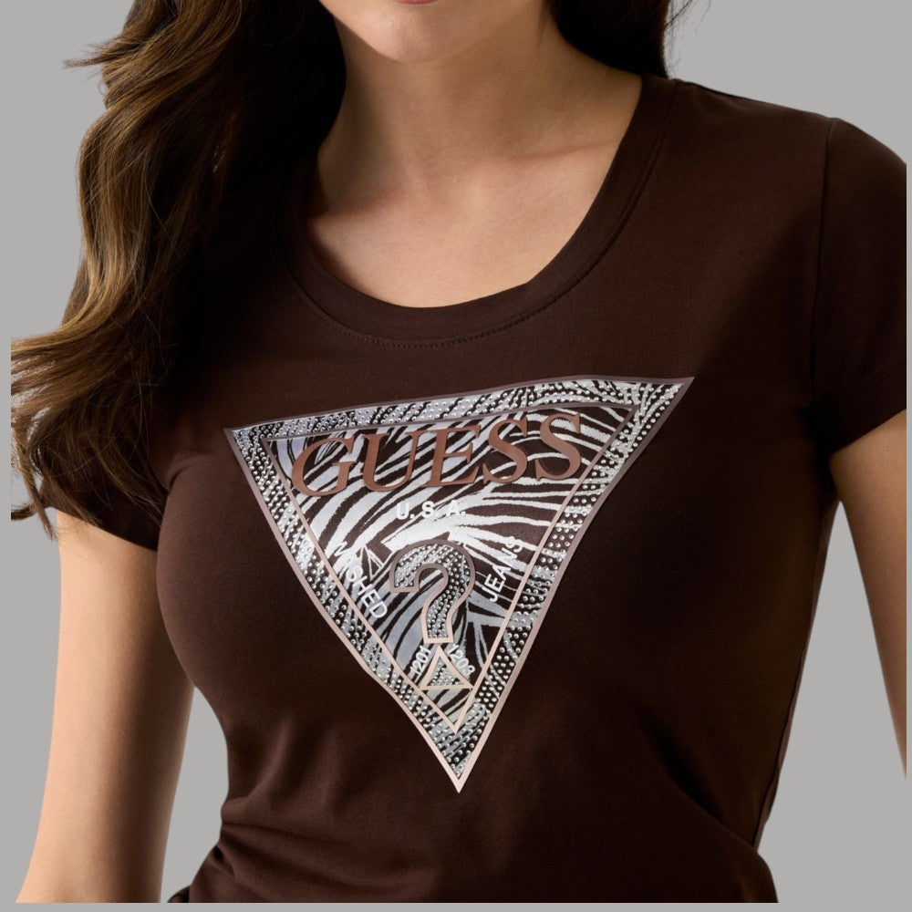 T-shirt Guess Logo Triangolo Zebra Cotone Slim Uomo - Prodotti di Classe