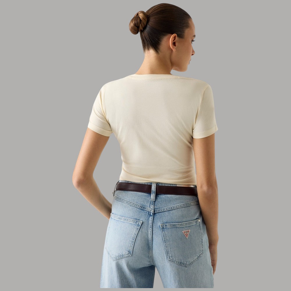 T-shirt Guess Donna Logo a Triangolo Maculato con Strass - Prodotti di Classe