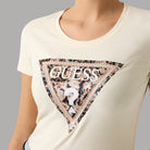 T-shirt Guess Donna Logo a Triangolo Maculato con Strass - Prodotti di Classe