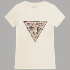 T-shirt Guess Donna Logo a Triangolo Maculato con Strass - Prodotti di Classe