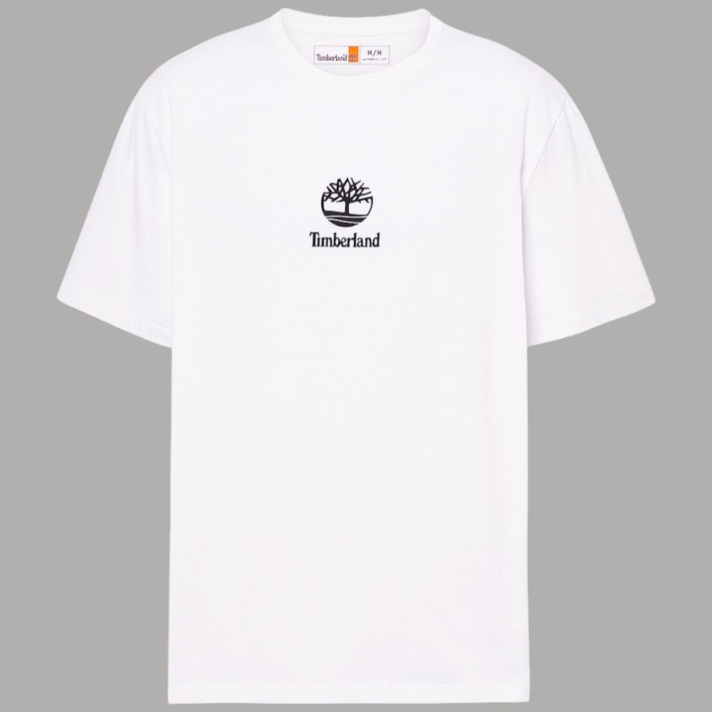 T-shirt di cotone bianca Timberland con logo stampato al centro sul petto