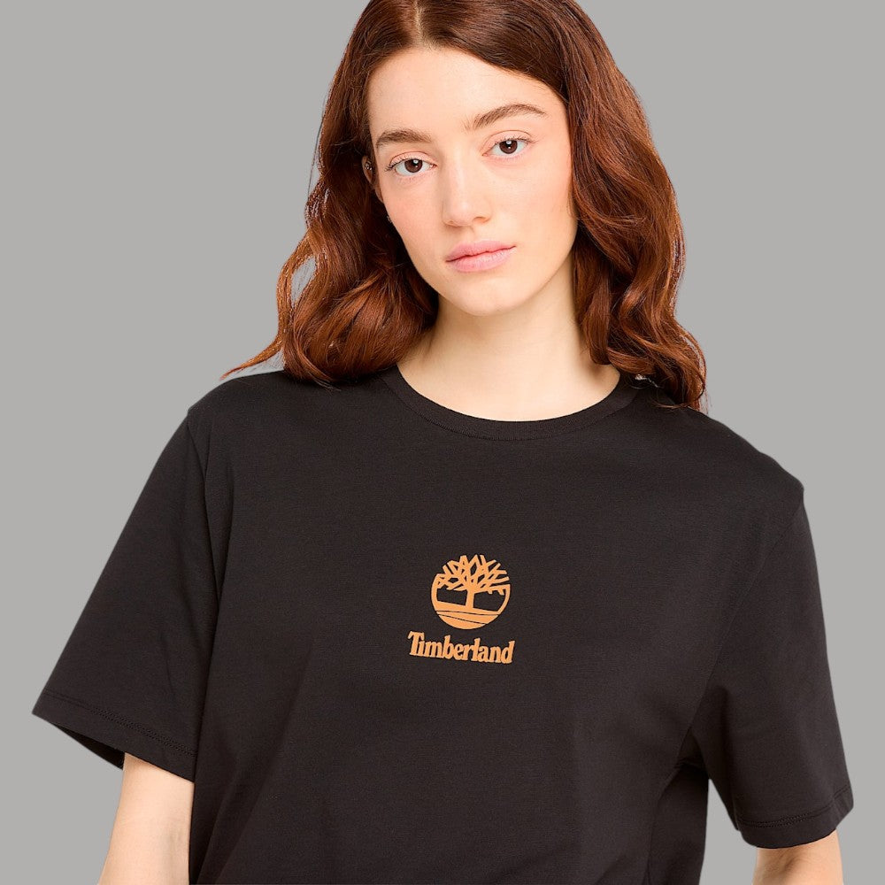 T-shirt di cotone nera Timberland con dettaglio logo stampato sul petto