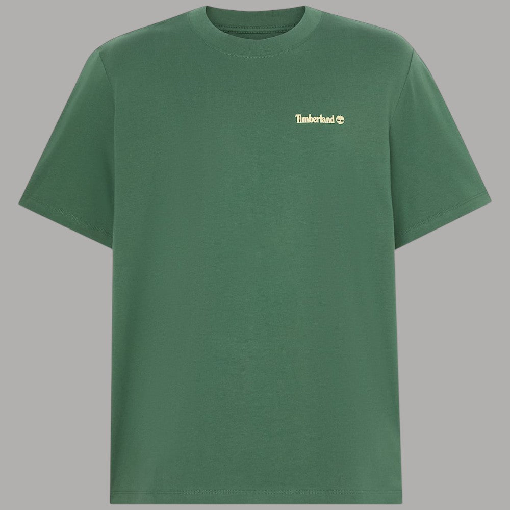 T-shirt Timberland bio verde, logo piccolo al petto, maniche corte