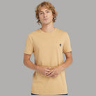 T-shirt Timberland cotone slim beige, logo ricamato sul petto