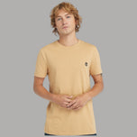 T-shirt Timberland cotone slim beige, logo ricamato sul petto