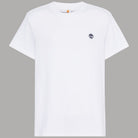 T-shirt Timberland cotone slim bianca, vista posteriore con logo ricamato