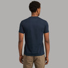 T-shirt uomo blu scuro in cotone slim con logo ricamato sul retro