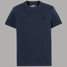 T-shirt uomo blu navy in cotone slim con logo ricamato sul petto