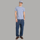 T-shirt uomo azzurro chiaro in cotone slim con logo ricamato sul petto